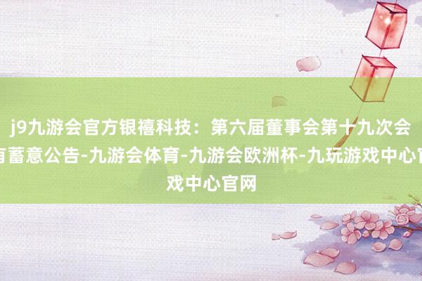 j9九游会官方银禧科技：第六届董事会第十九次会议有蓄意公告-九游会体育-九游会欧洲杯-九玩游戏中心官网